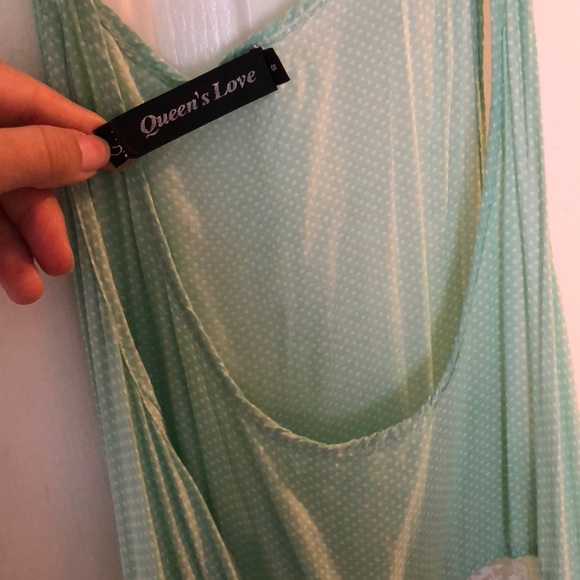 Mint Lace and dots Bohemian top - Picture 3 of 5